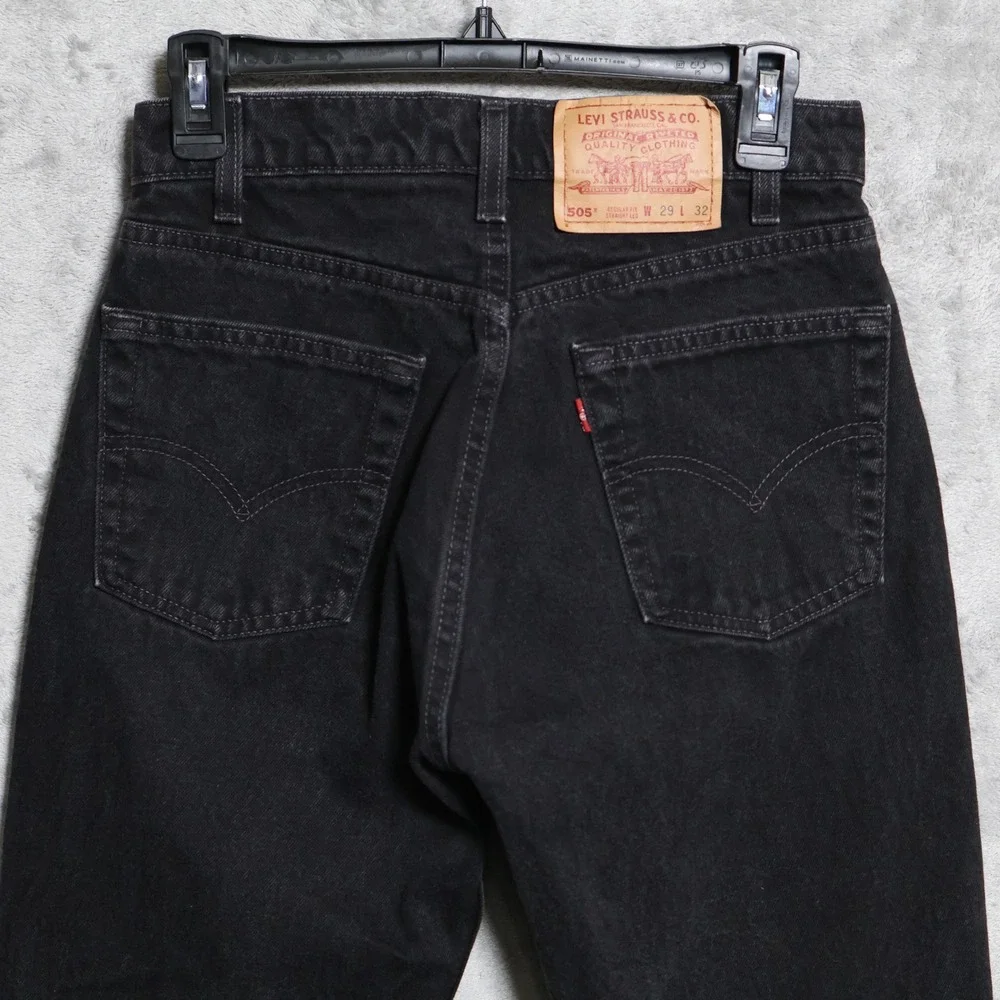 Vintage Levis 505 Jeans Mens 28x32 Black Regular Fit Straight Leg USA Made 1993